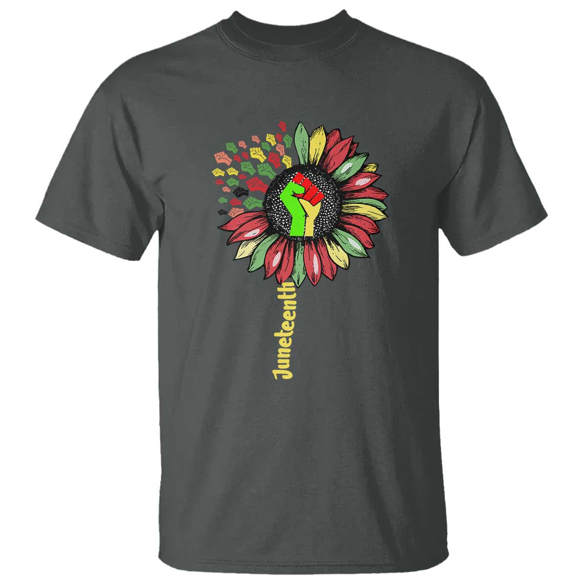 Juneteenth T Shirt Sunflower with Raised Fist Black History African American