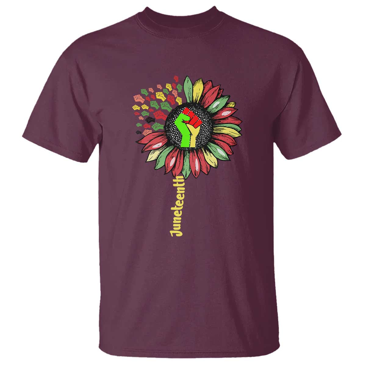 Juneteenth T Shirt Sunflower with Raised Fist Black History African American