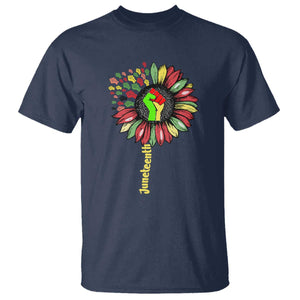 Juneteenth T Shirt Sunflower with Raised Fist Black History African American