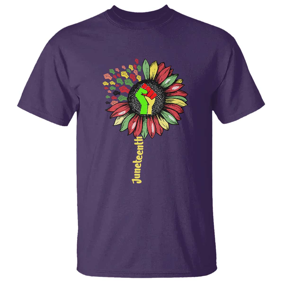 Juneteenth T Shirt Sunflower with Raised Fist Black History African American