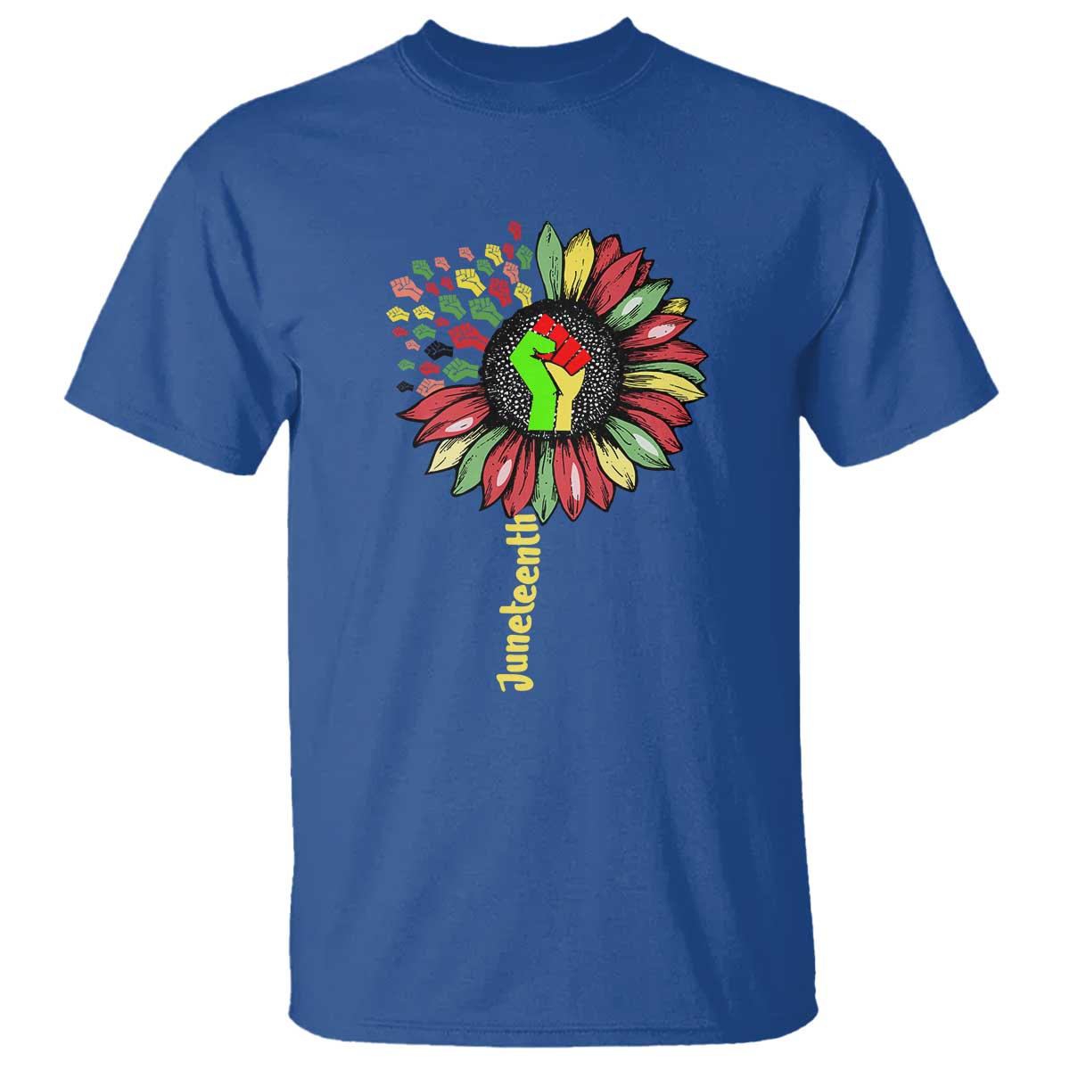 Juneteenth T Shirt Sunflower with Raised Fist Black History African American