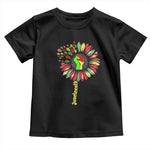 Juneteenth Toddler T Shirt Sunflower with Raised Fist Black History African American