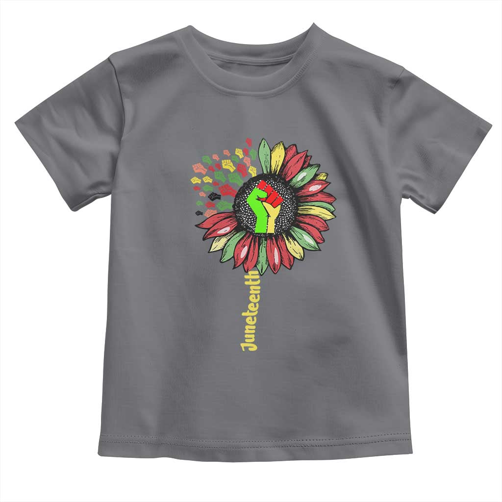 Juneteenth Toddler T Shirt Sunflower with Raised Fist Black History African American