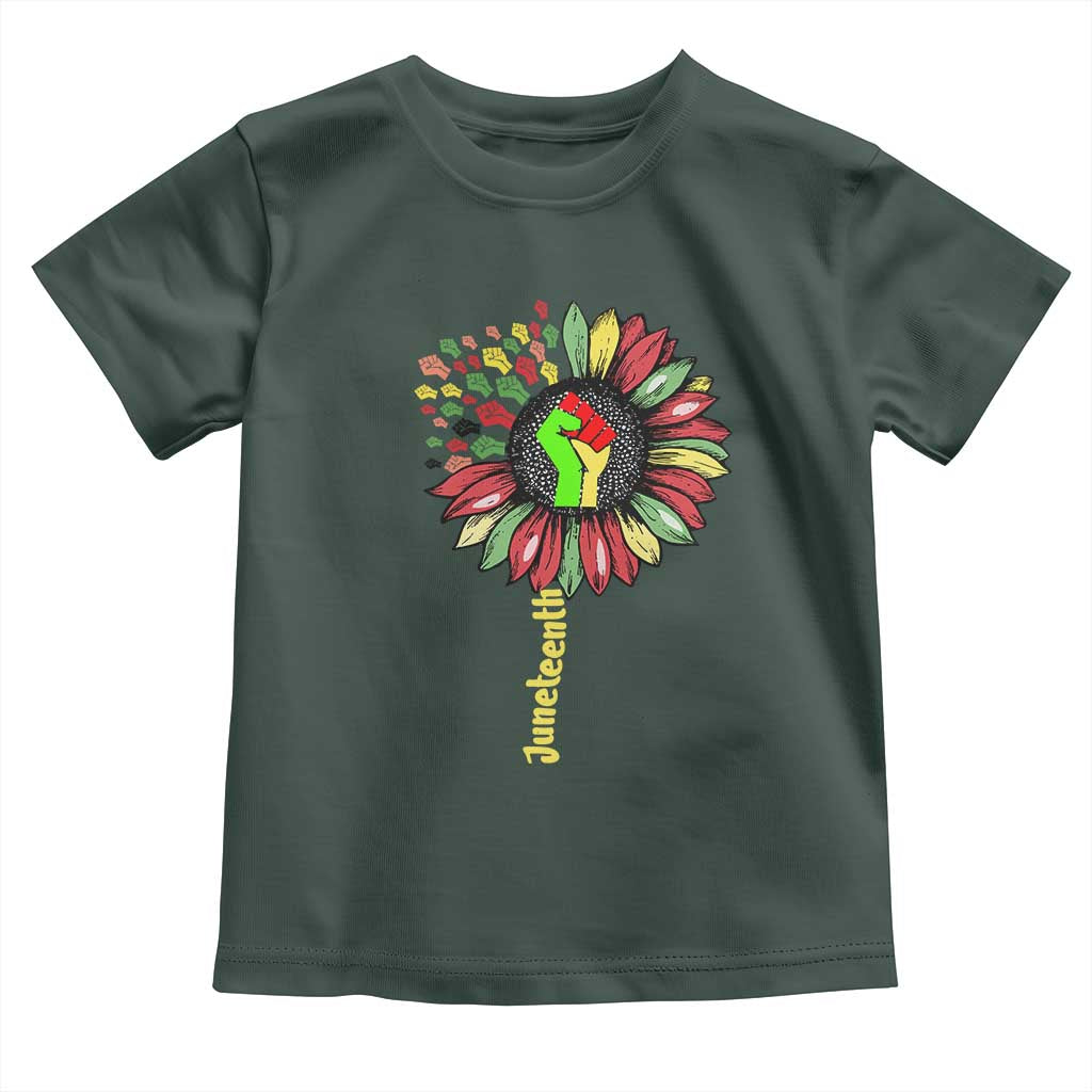 Juneteenth Toddler T Shirt Sunflower with Raised Fist Black History African American