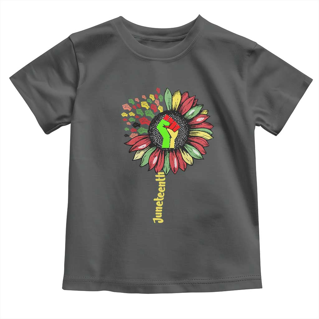 Juneteenth Toddler T Shirt Sunflower with Raised Fist Black History African American