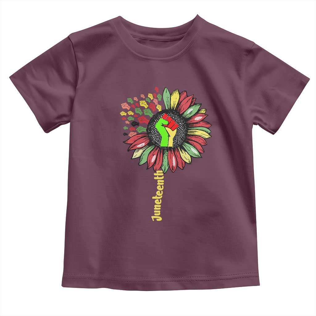 Juneteenth Toddler T Shirt Sunflower with Raised Fist Black History African American