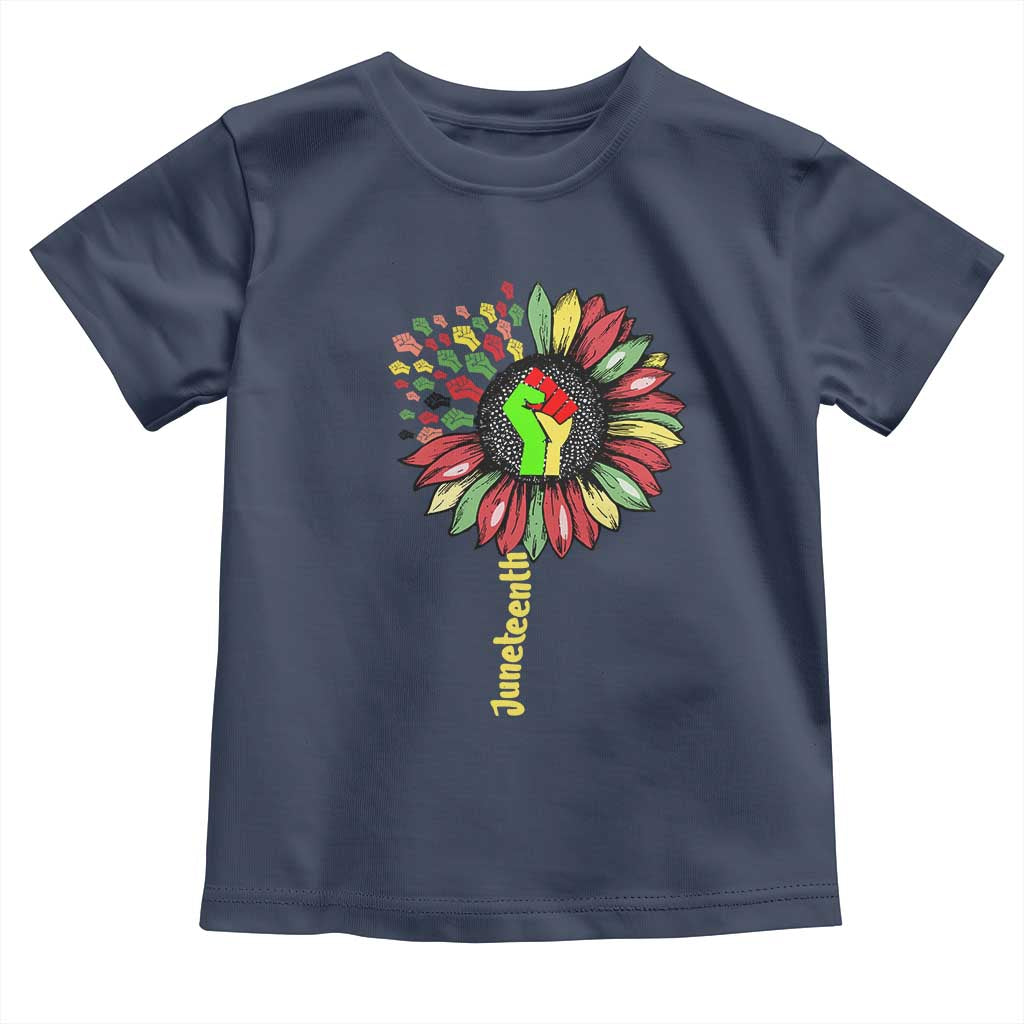 Juneteenth Toddler T Shirt Sunflower with Raised Fist Black History African American