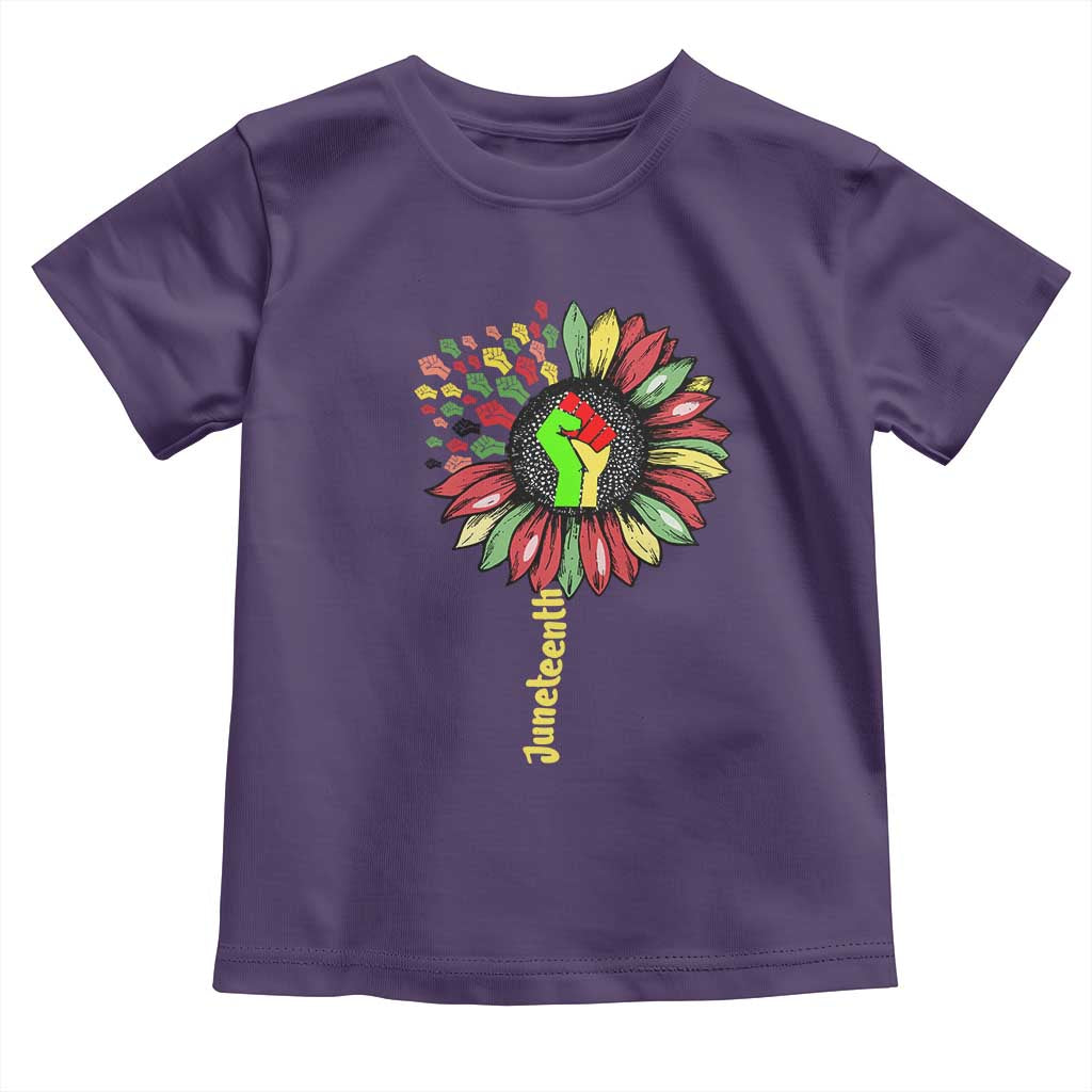 Juneteenth Toddler T Shirt Sunflower with Raised Fist Black History African American