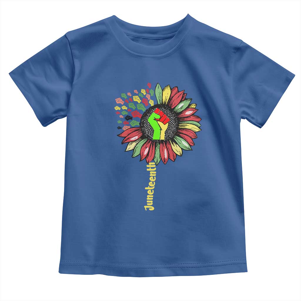 Juneteenth Toddler T Shirt Sunflower with Raised Fist Black History African American