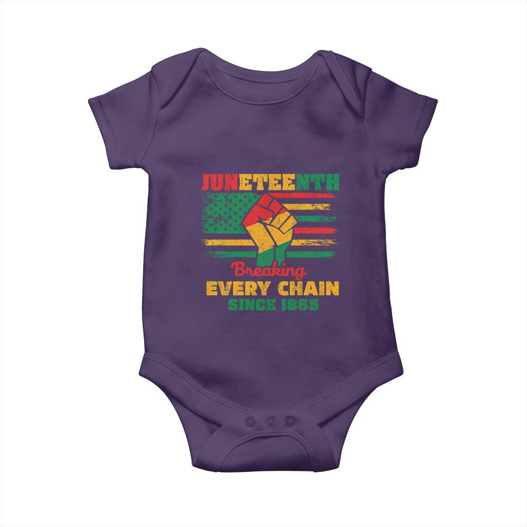 Juneteenth Baby Onesie Breaking Every Chain Since 1865 American Flag