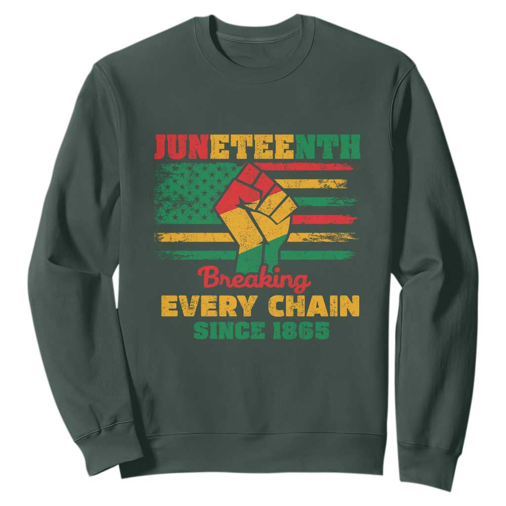 Juneteenth Sweatshirt Breaking Every Chain Since 1865 American Flag