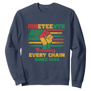 Juneteenth Sweatshirt Breaking Every Chain Since 1865 American Flag