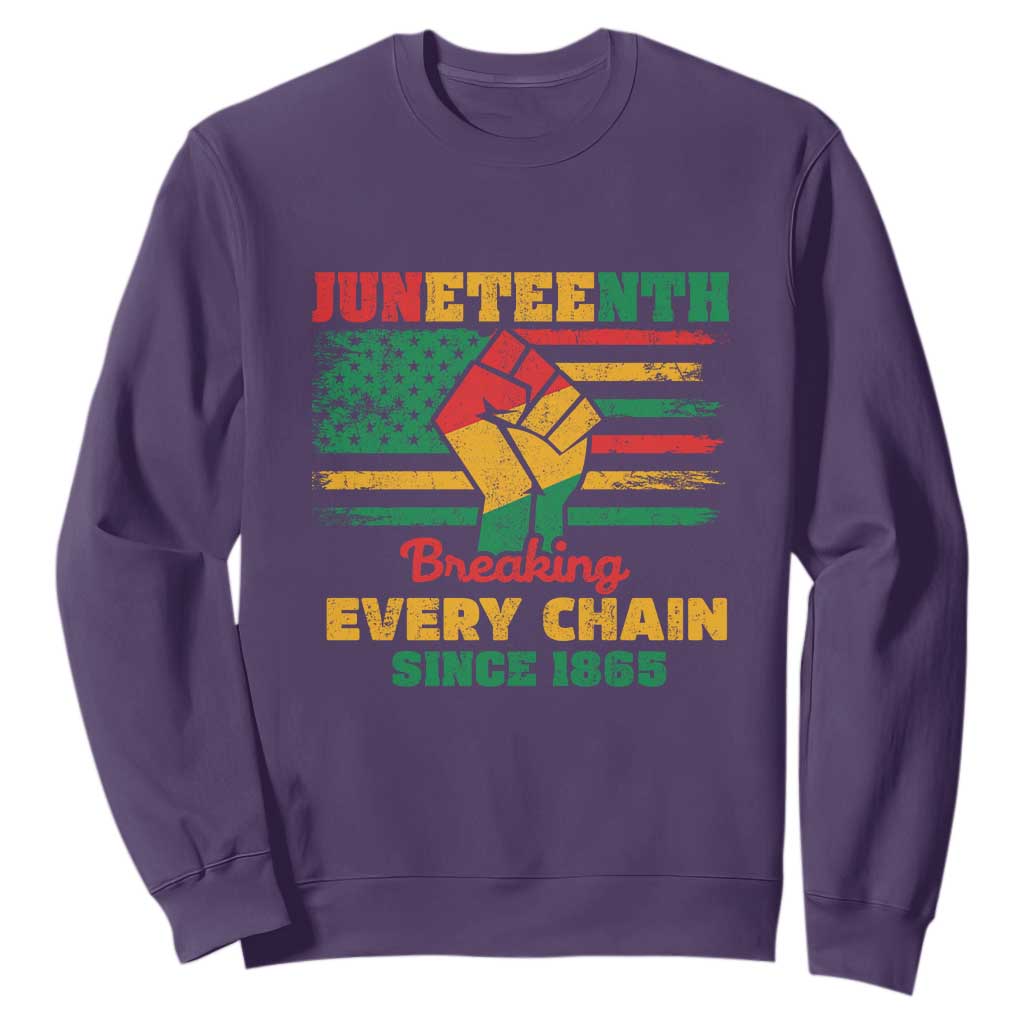 Juneteenth Sweatshirt Breaking Every Chain Since 1865 American Flag