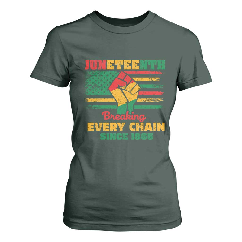 Juneteenth T Shirt For Women Breaking Every Chain Since 1865 American Flag