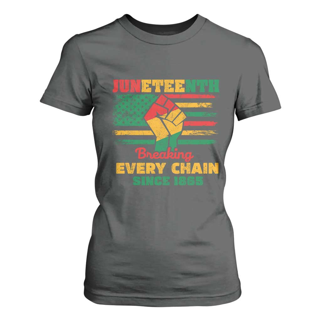 Juneteenth T Shirt For Women Breaking Every Chain Since 1865 American Flag