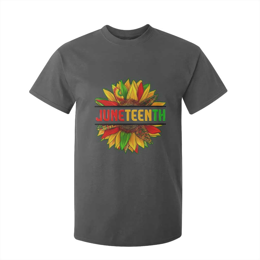 Juneteenth T Shirt For Kid Sunflower with Fist Black History