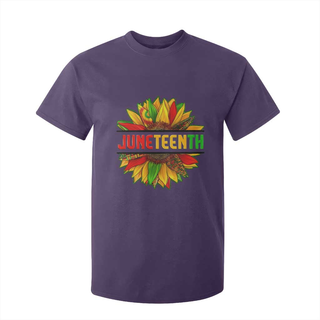 Juneteenth T Shirt For Kid Sunflower with Fist Black History