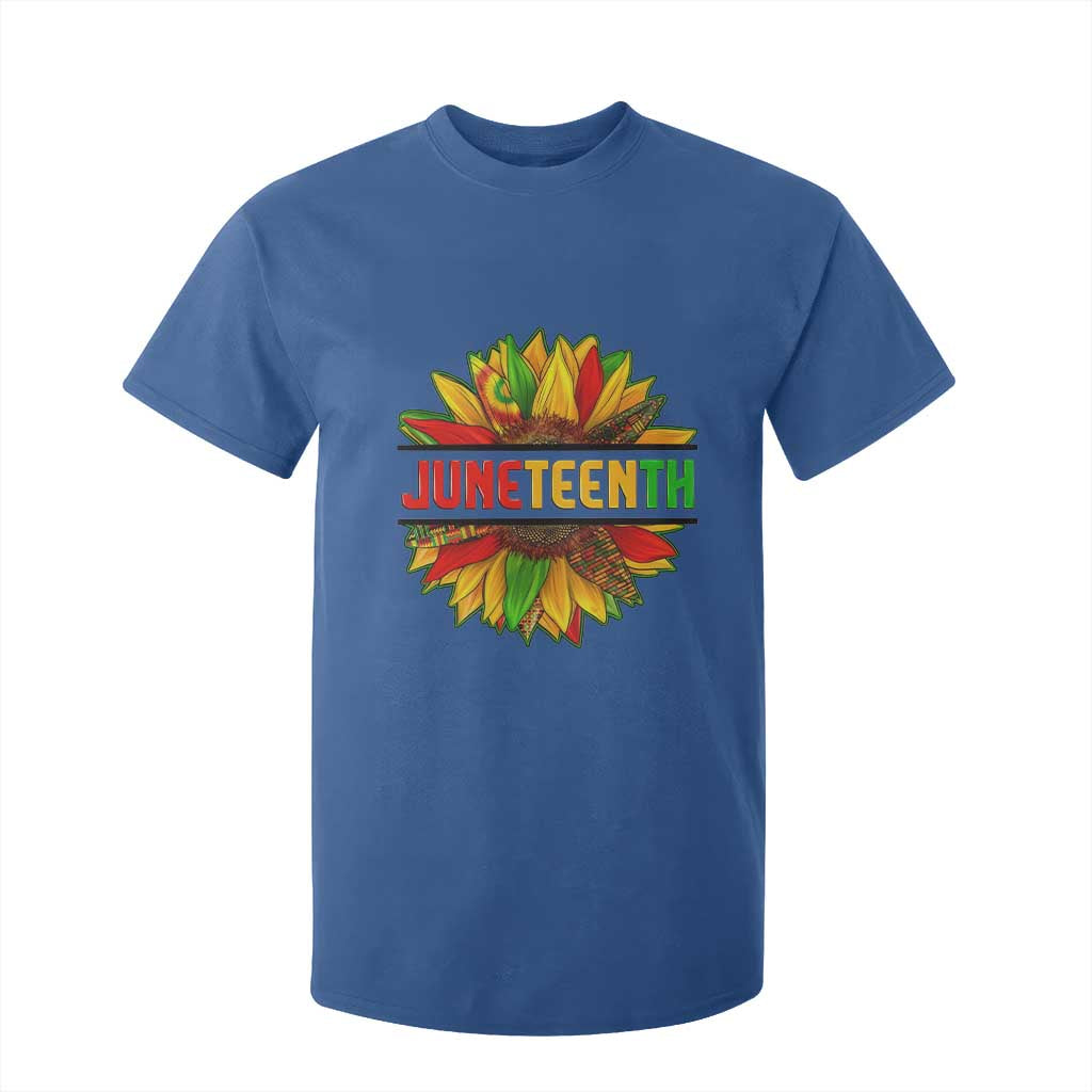 Juneteenth T Shirt For Kid Sunflower with Fist Black History
