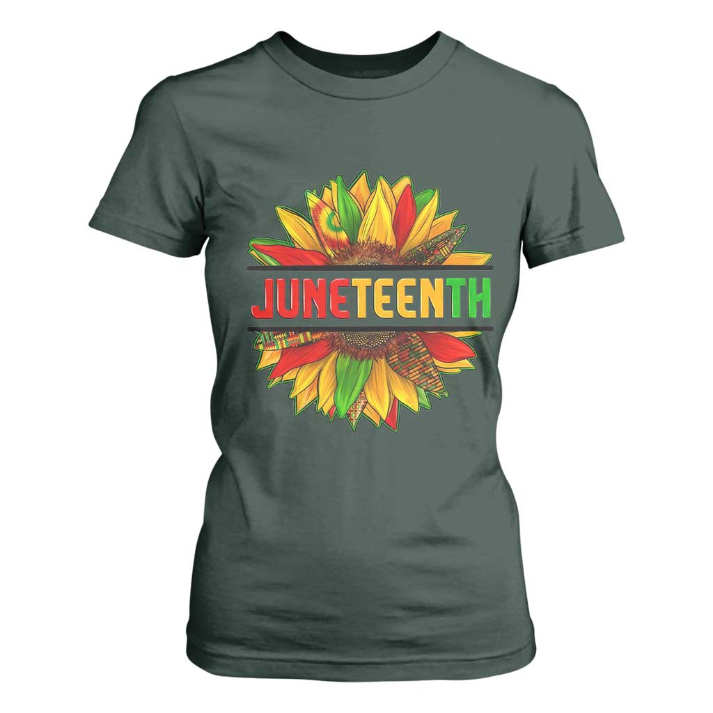 Juneteenth T Shirt For Women Sunflower with Fist Black History