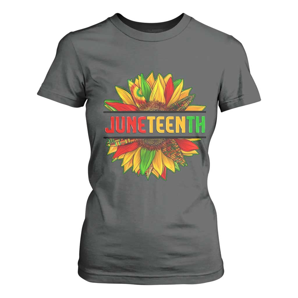 Juneteenth T Shirt For Women Sunflower with Fist Black History