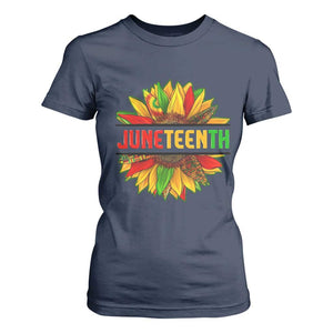 Juneteenth T Shirt For Women Sunflower with Fist Black History