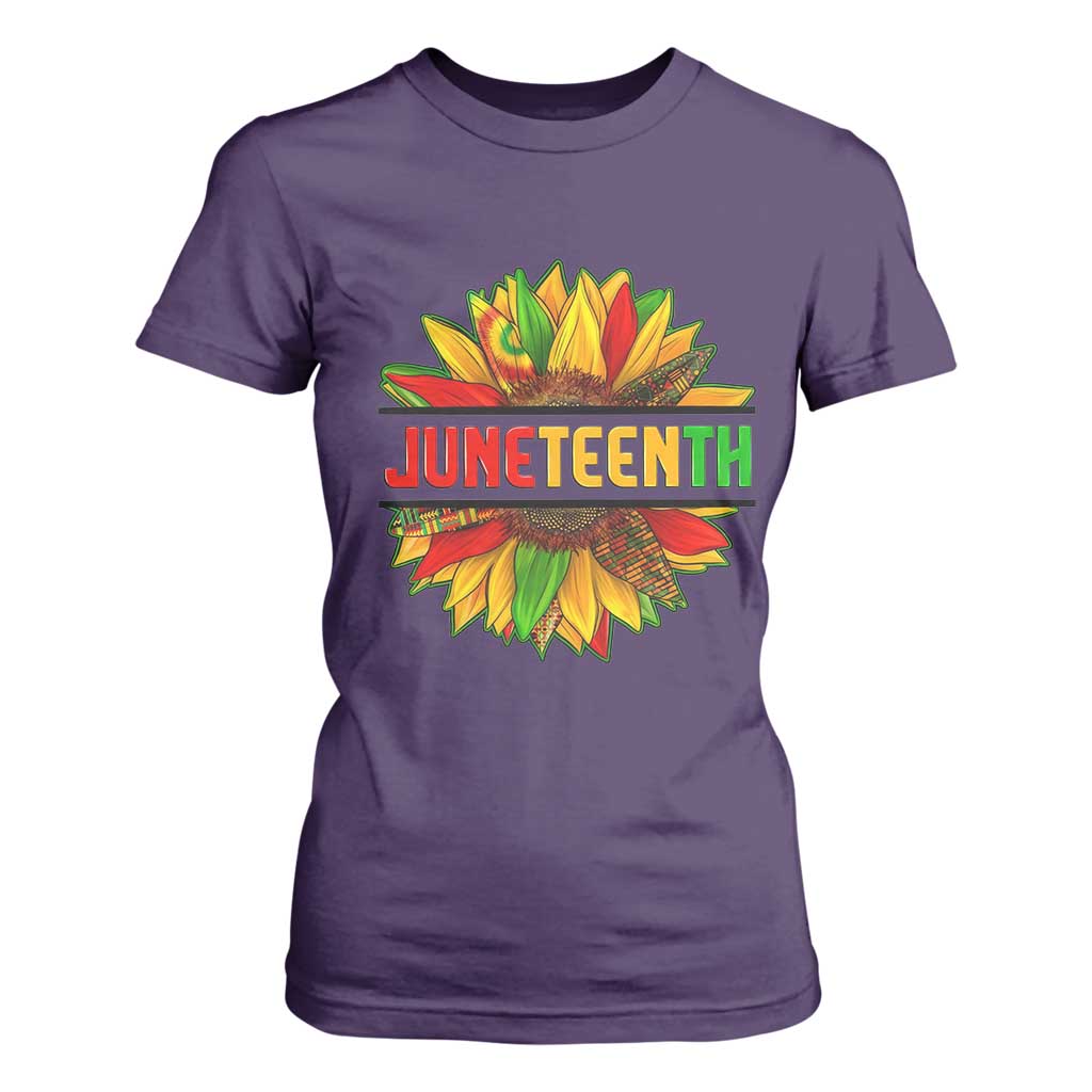 Juneteenth T Shirt For Women Sunflower with Fist Black History