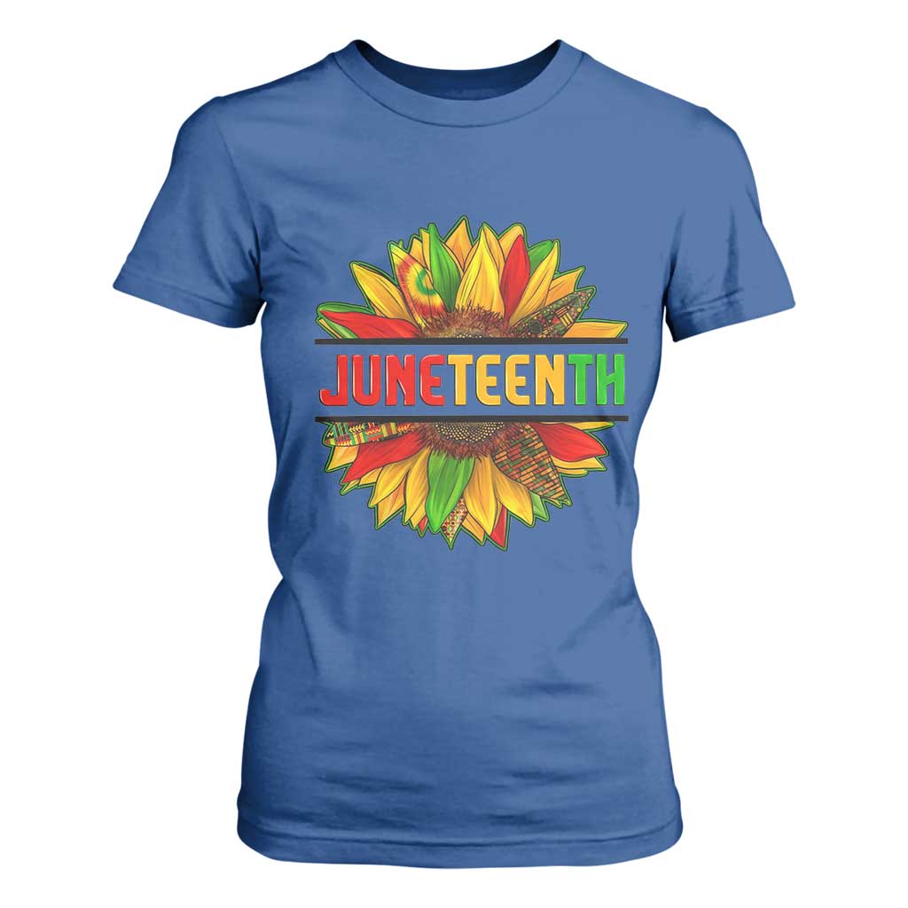 Juneteenth T Shirt For Women Sunflower with Fist Black History