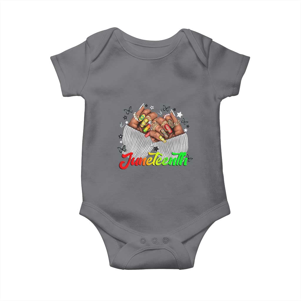Juneteenth Celebration Baby Onesie Since 1865 Women Nails Butterflies