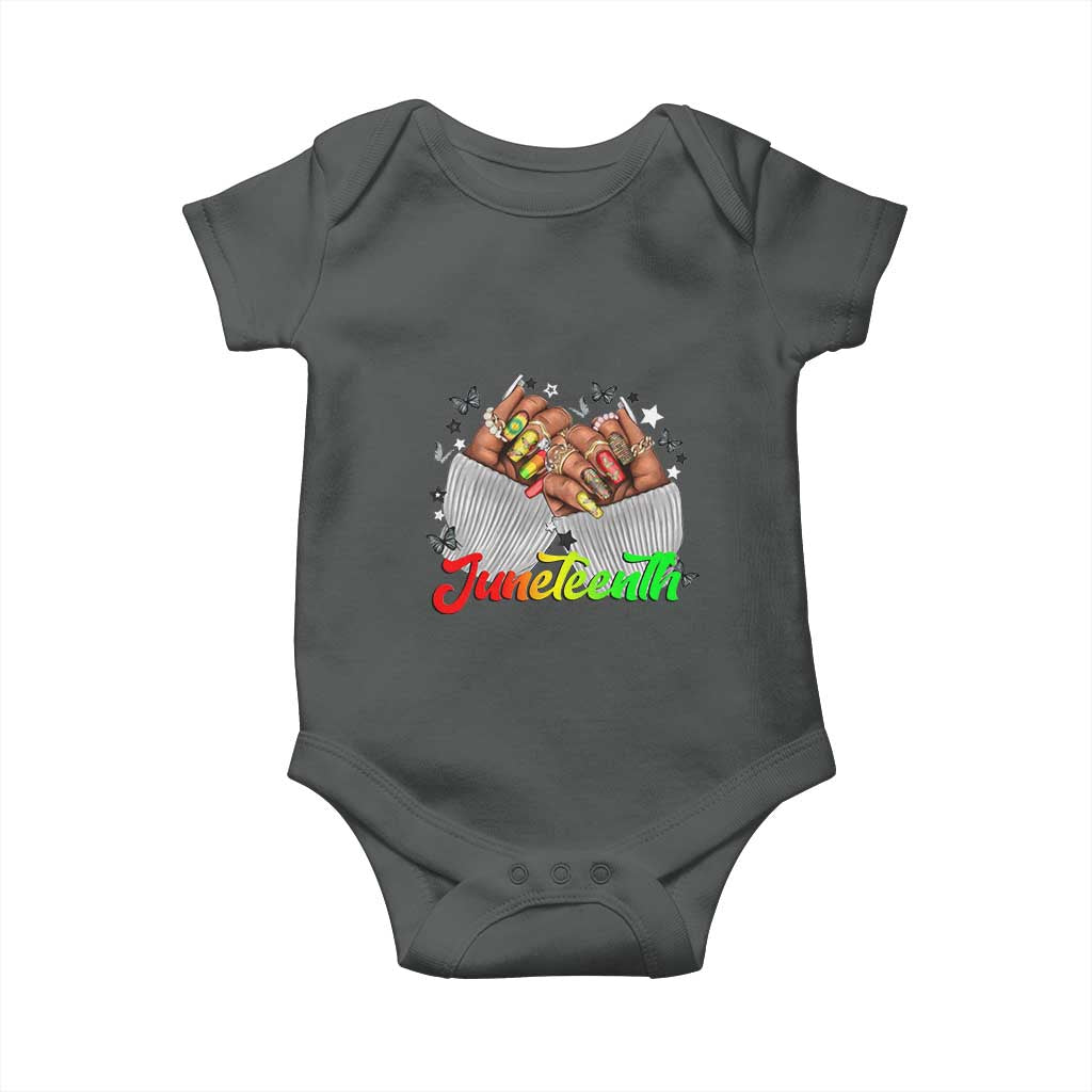 Juneteenth Celebration Baby Onesie Since 1865 Women Nails Butterflies