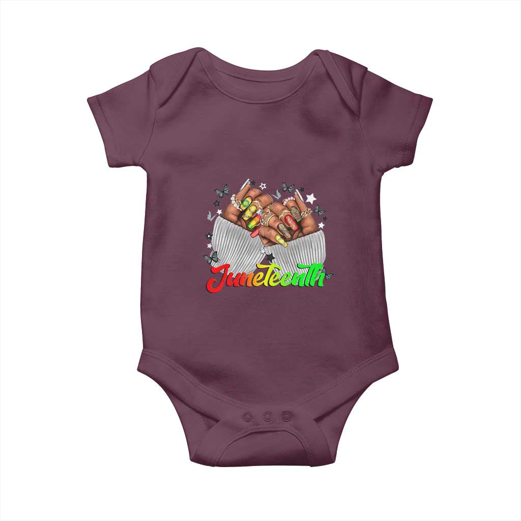Juneteenth Celebration Baby Onesie Since 1865 Women Nails Butterflies