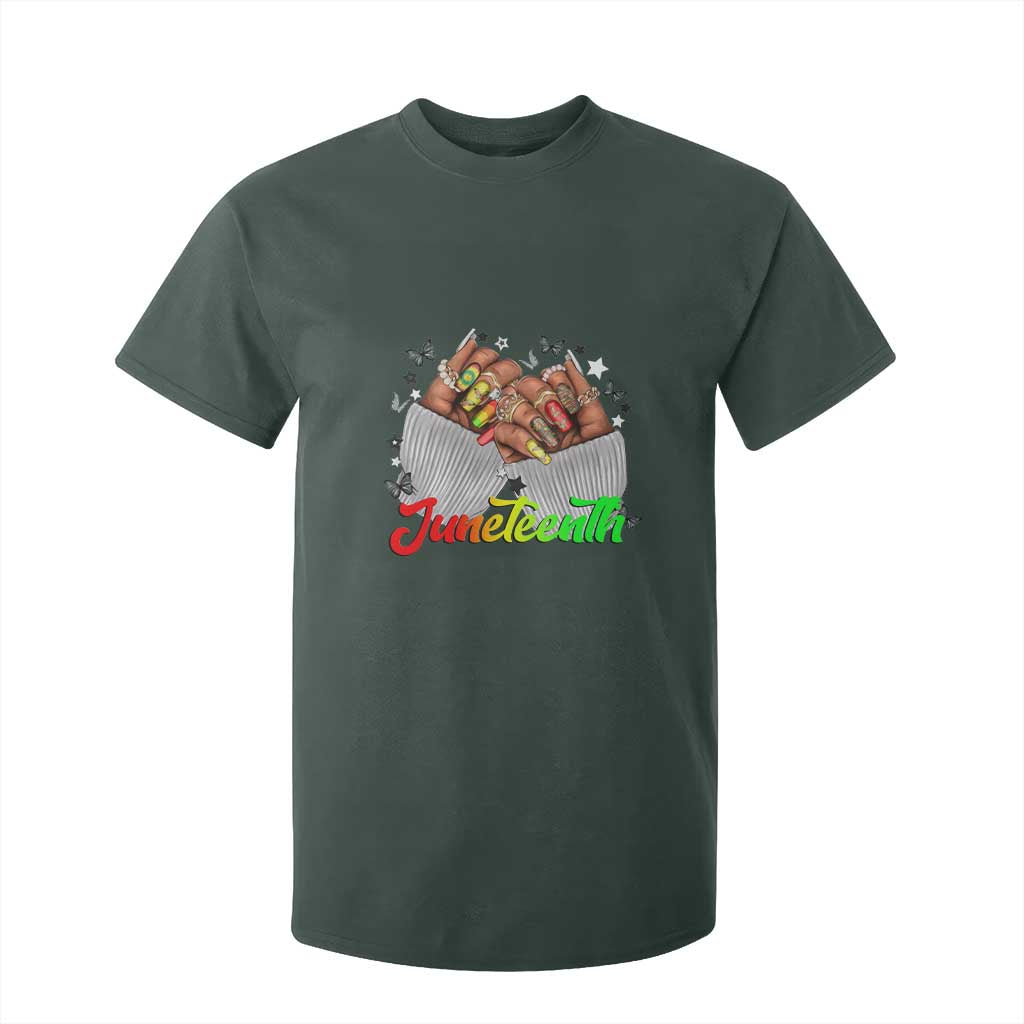 Juneteenth Celebration T Shirt For Kid Since 1865 Women Nails Butterflies