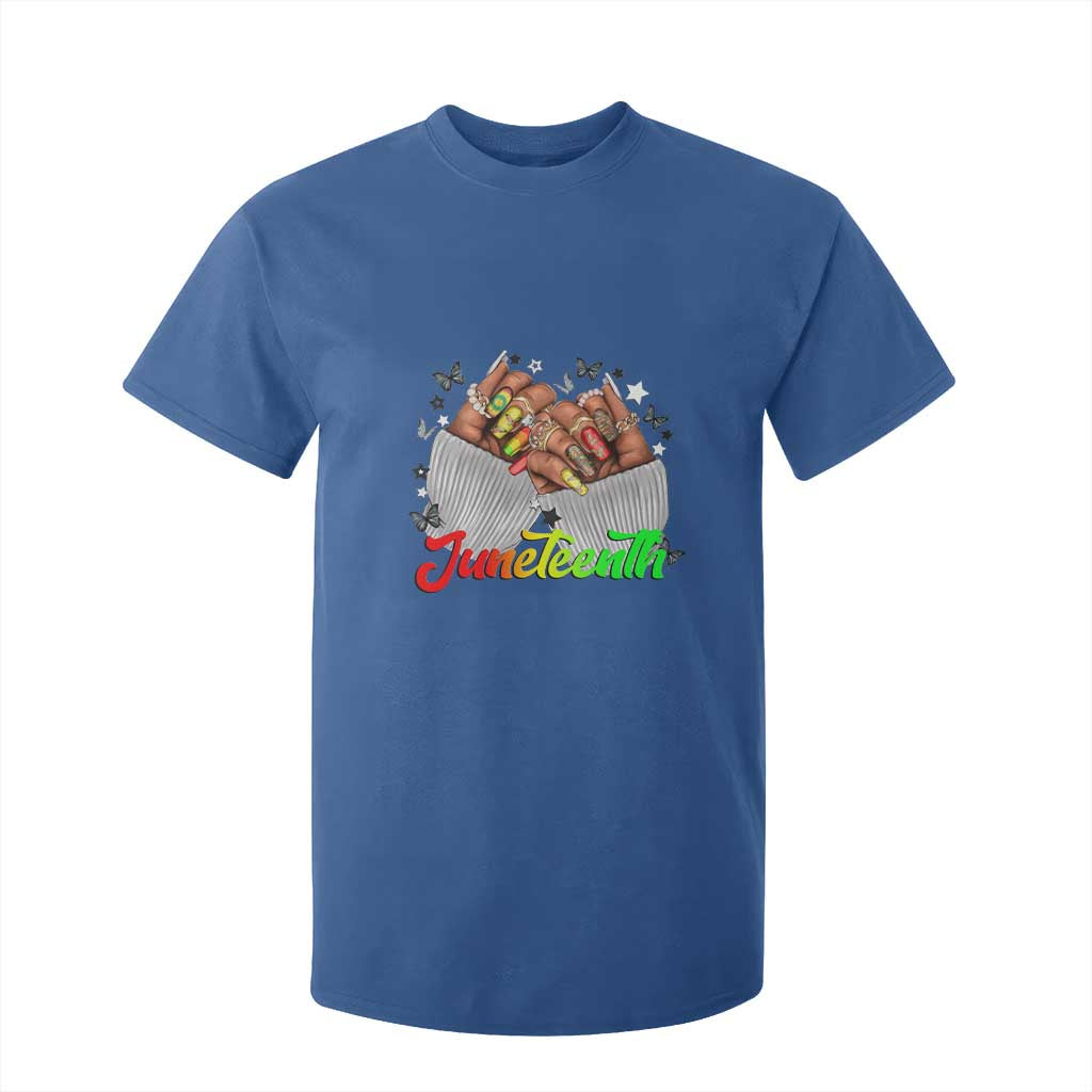 Juneteenth Celebration T Shirt For Kid Since 1865 Women Nails Butterflies