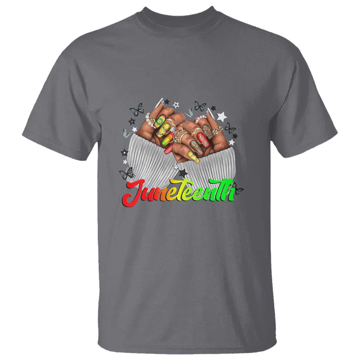 Juneteenth Celebration T Shirt Since 1865 Women Nails Butterflies