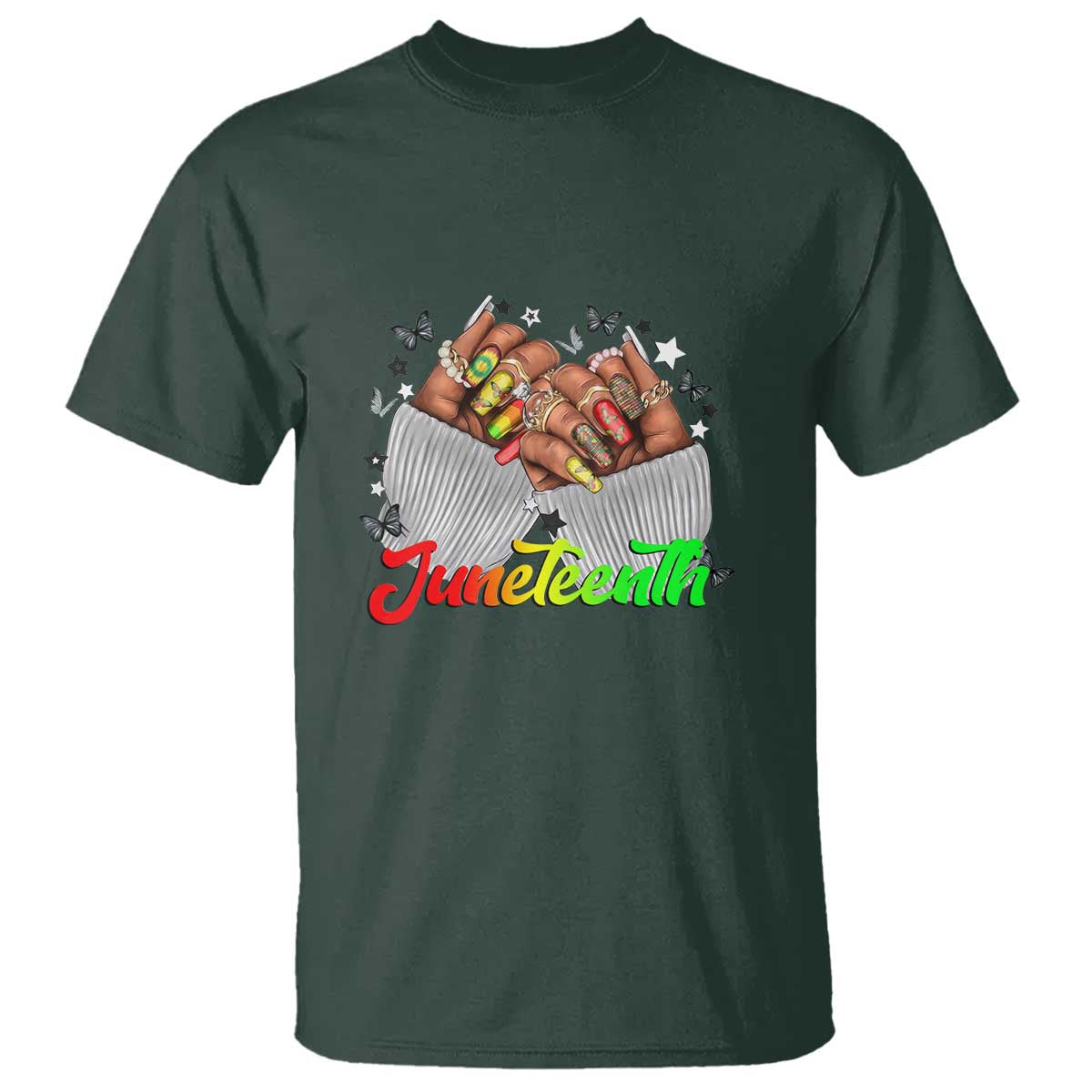 Juneteenth Celebration T Shirt Since 1865 Women Nails Butterflies