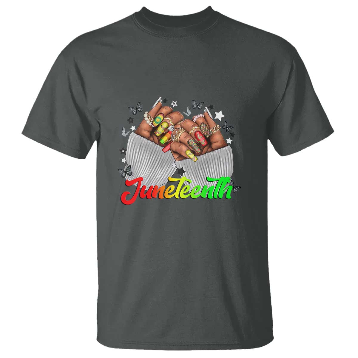 Juneteenth Celebration T Shirt Since 1865 Women Nails Butterflies