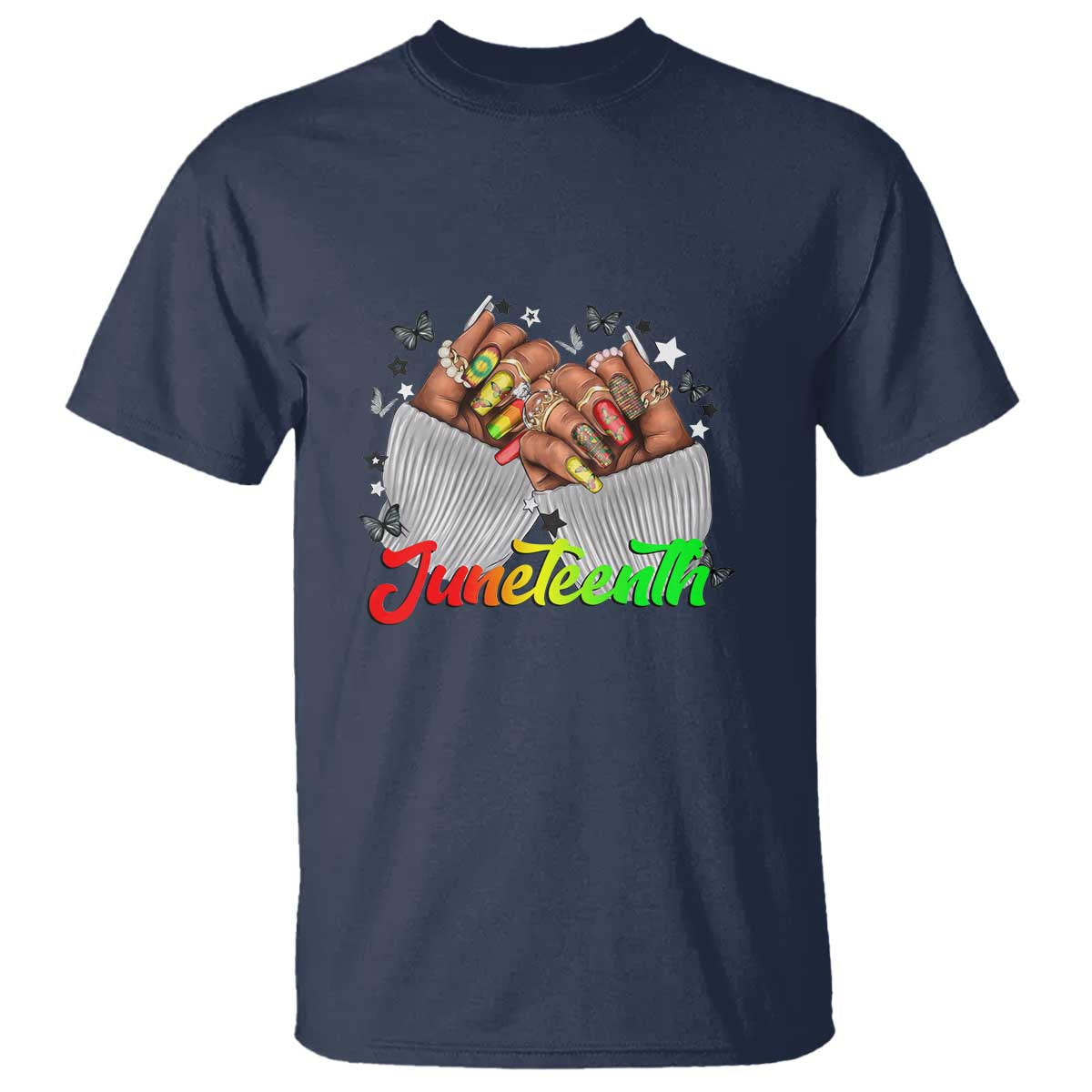 Juneteenth Celebration T Shirt Since 1865 Women Nails Butterflies