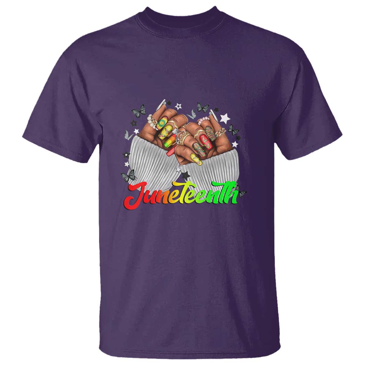 Juneteenth Celebration T Shirt Since 1865 Women Nails Butterflies