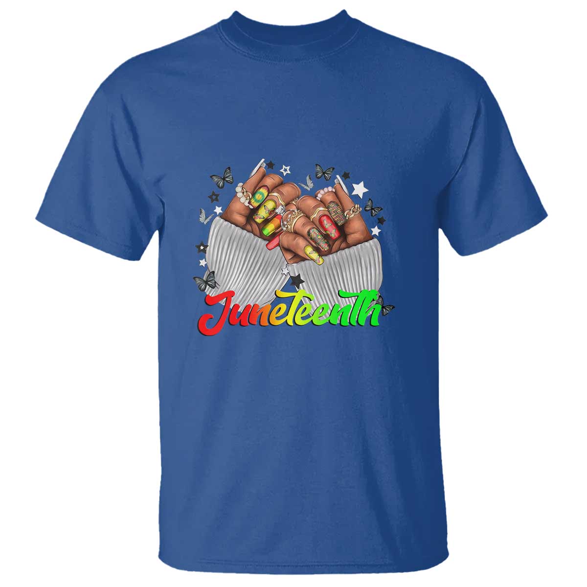 Juneteenth Celebration T Shirt Since 1865 Women Nails Butterflies