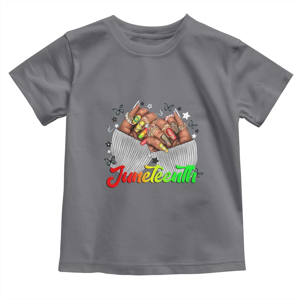 Juneteenth Celebration Toddler T Shirt Since 1865 Women Nails Butterflies