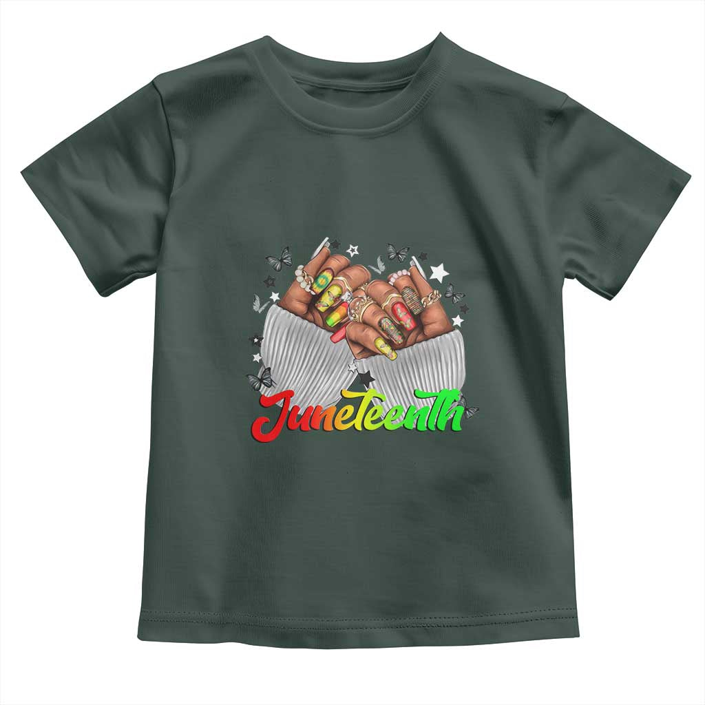 Juneteenth Celebration Toddler T Shirt Since 1865 Women Nails Butterflies