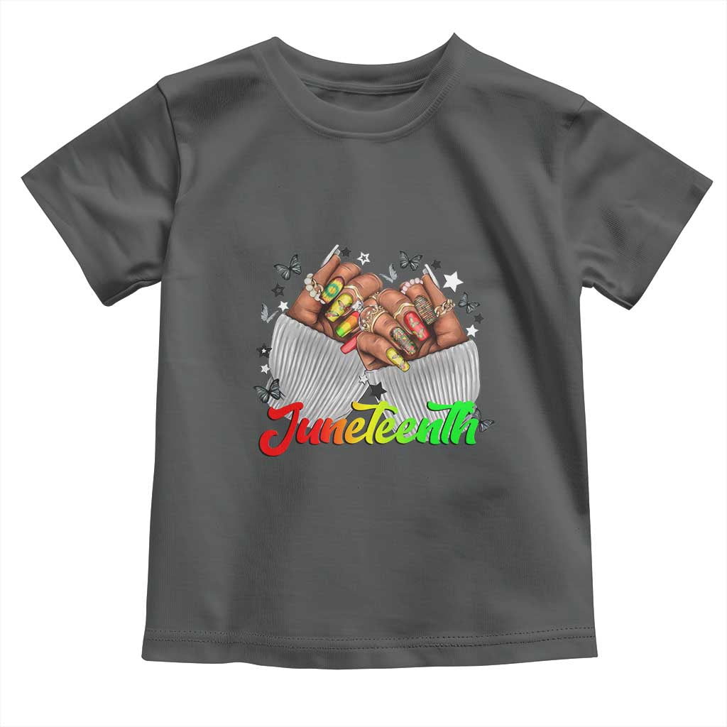 Juneteenth Celebration Toddler T Shirt Since 1865 Women Nails Butterflies
