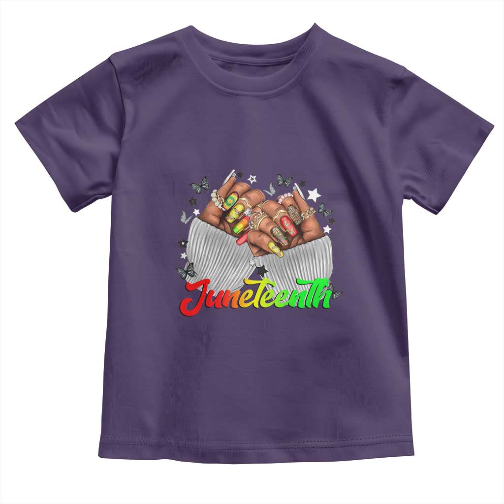 Juneteenth Celebration Toddler T Shirt Since 1865 Women Nails Butterflies