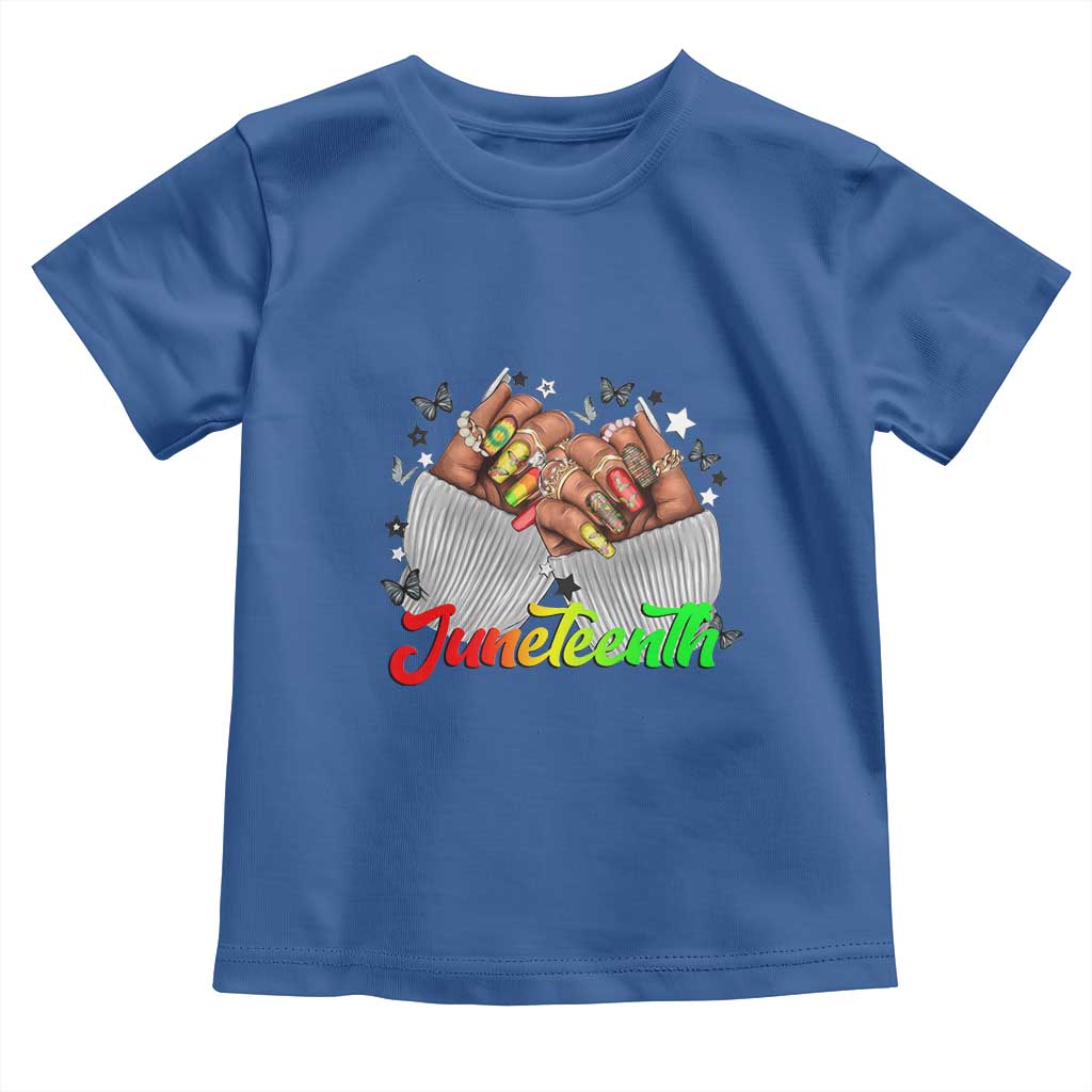 Juneteenth Celebration Toddler T Shirt Since 1865 Women Nails Butterflies