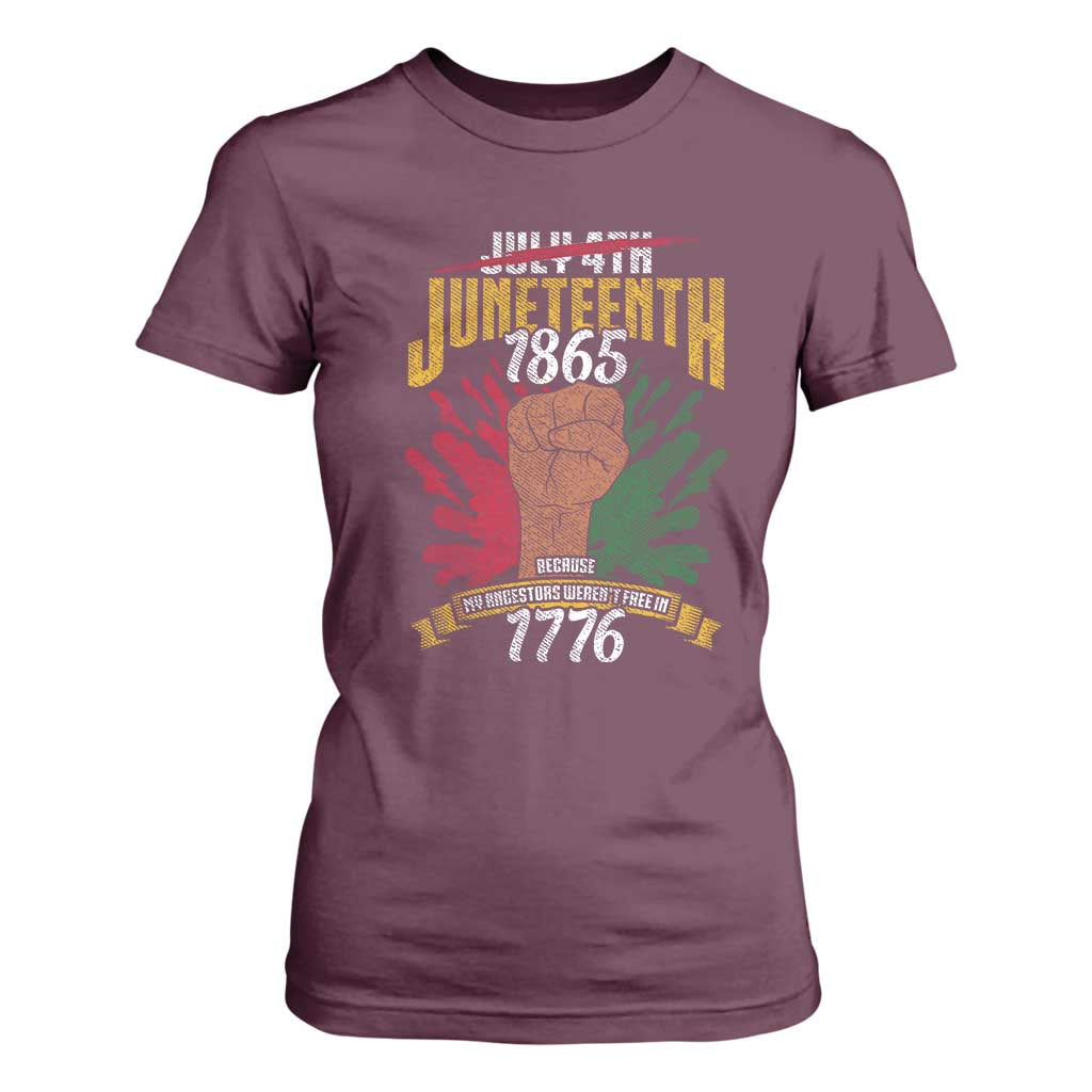 Juneteenth Since 1865 T Shirt For Women My Ancestors Weren't Free In 1776
