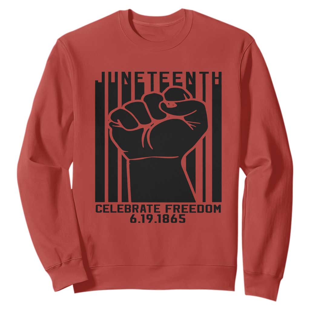 Juneteenth 1865 Independence Sweatshirt Celebrate Freedom Raised Fist