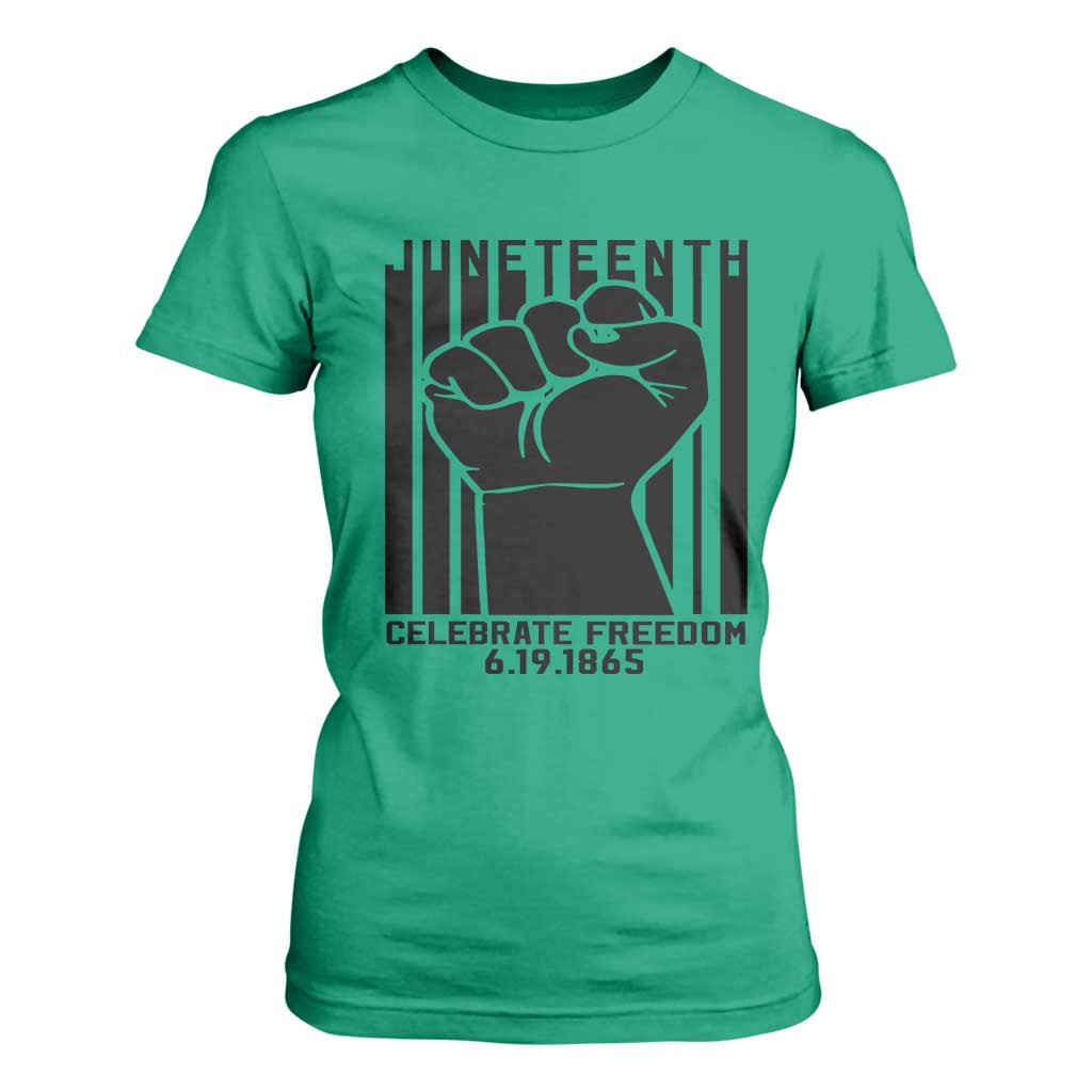Juneteenth 1865 Independence T Shirt For Women Celebrate Freedom Raised Fist