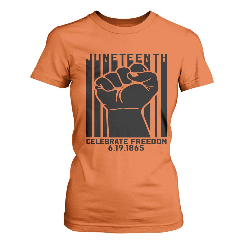 Juneteenth 1865 Independence T Shirt For Women Celebrate Freedom Raised Fist