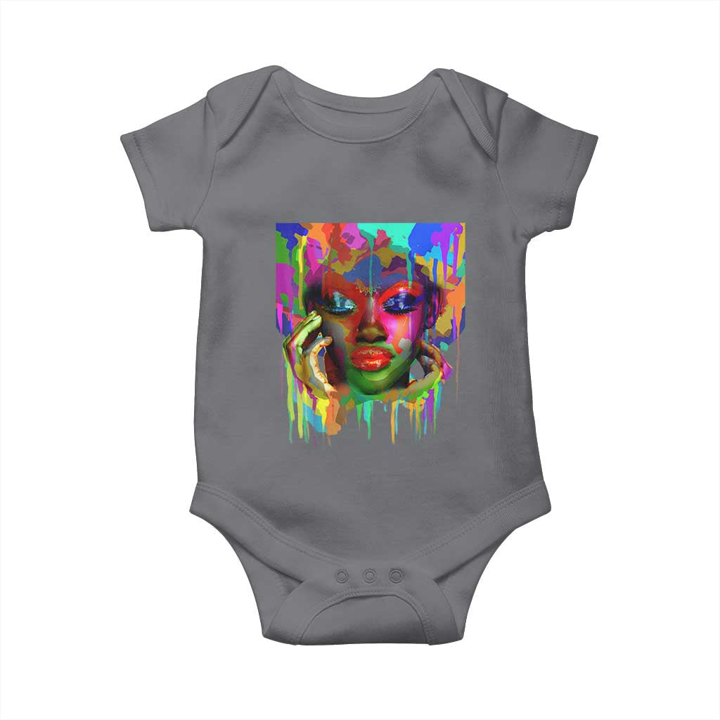Afro Woman Graphic Baby Onesie African Pride Color Painted
