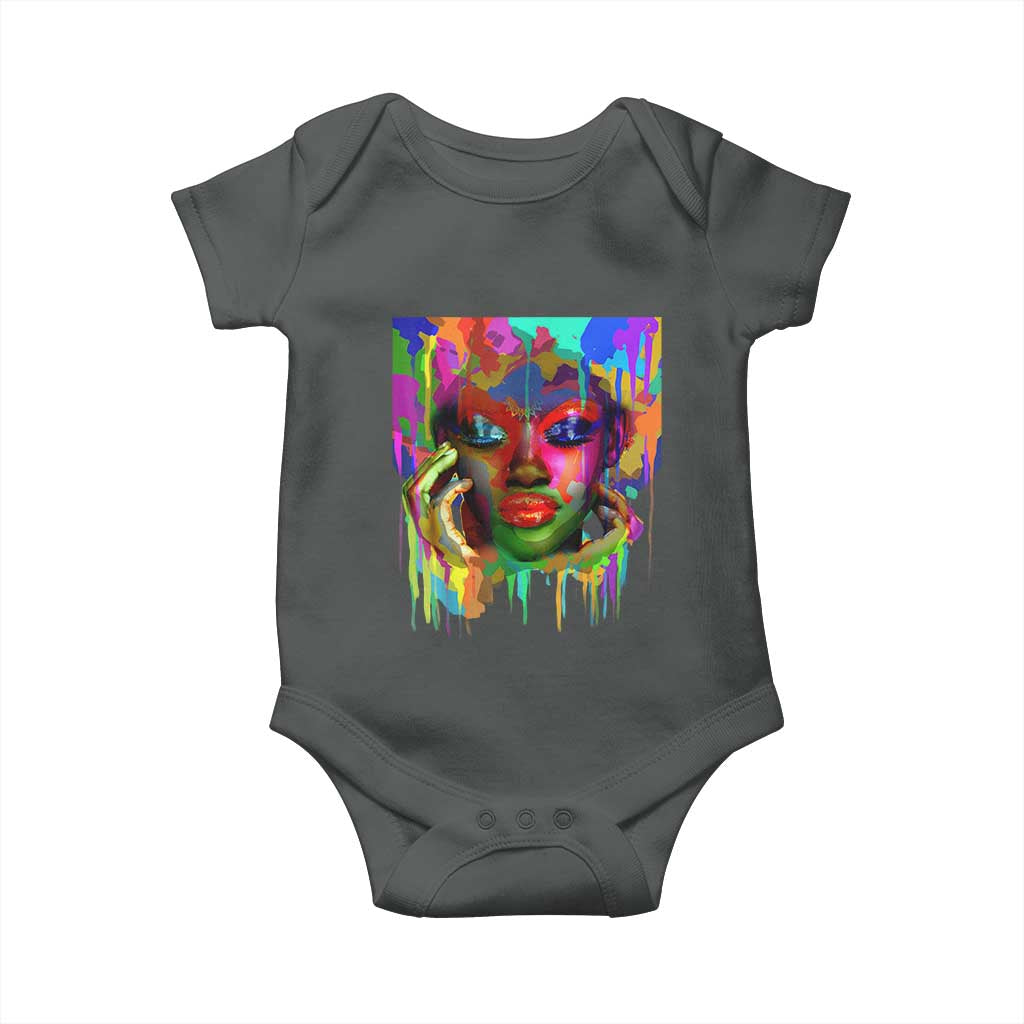 Afro Woman Graphic Baby Onesie African Pride Color Painted