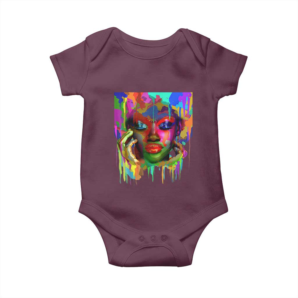 Afro Woman Graphic Baby Onesie African Pride Color Painted